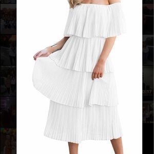 Tiered off the shoulder midi dress